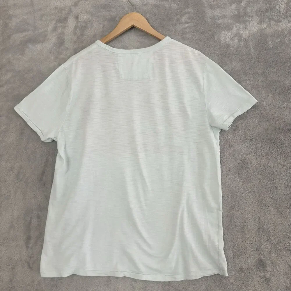 Banana Republic Vintage Graphic T Shirt Mens Large Aqua Palm Stripe Short Sleeve